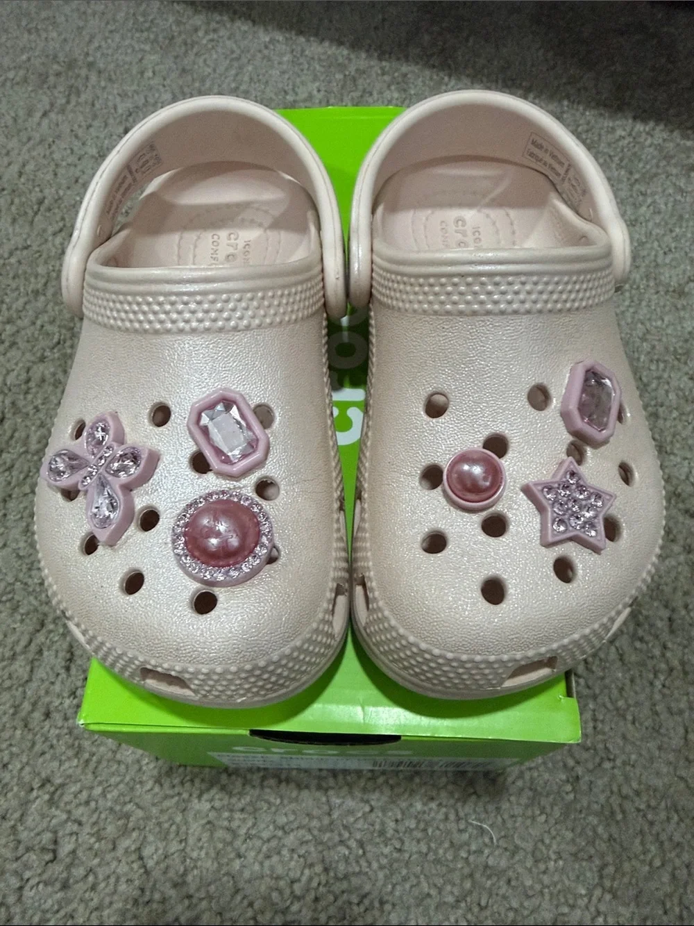 CROCS Kids Classic Shimmer Gem Clog in Quartz Pink